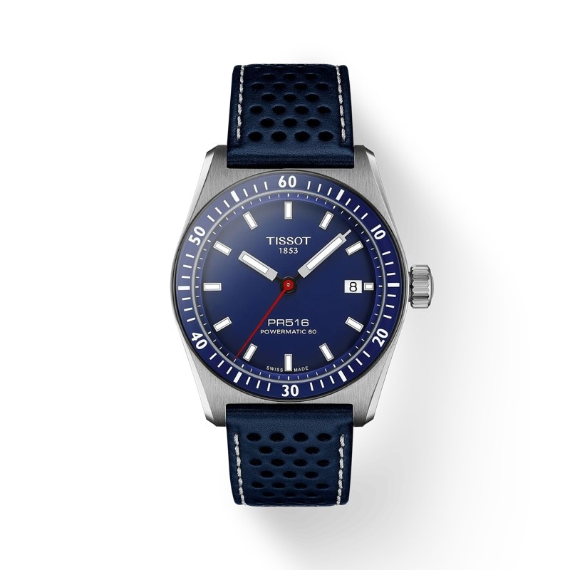 Main Image 1 of Tissot PR516 Men's Blue Dial Blue Leather Strap Watch