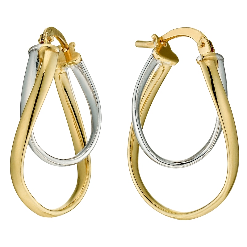 Together Silver & 9ct Bonded Gold Double Oval Hoop Earrings