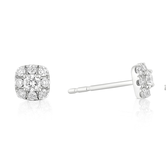 9ct White Gold 0.25ct Lab Grown Diamond Cushion Earrings