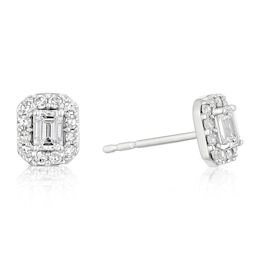 9ct White Gold 0.40ct Lab Grown Diamond Emerald Earrings