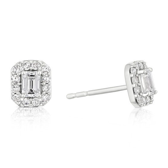 9ct White Gold 0.40ct Lab Grown Diamond Emerald Earrings
