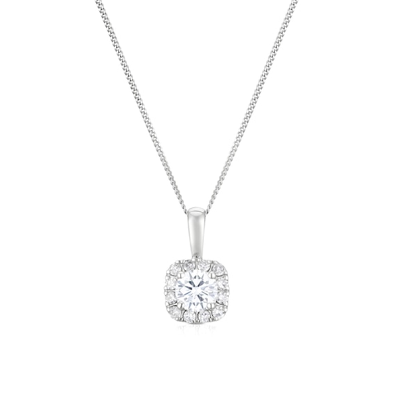 9ct White Gold 0.25ct Lab Grown Diamond Cushion Halo Pendant
