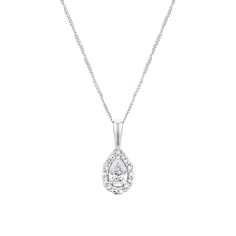 9ct White Gold 0.40ct Lab Grown Diamond Pear Pendant Necklace