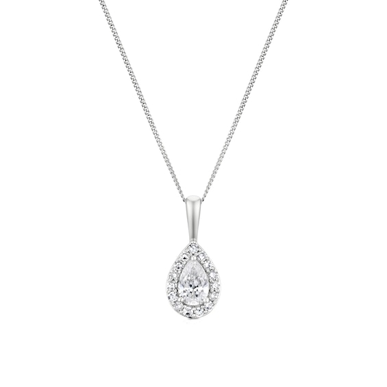 9ct White Gold 0.40ct Lab Grown Diamond Pear Pendant Necklac