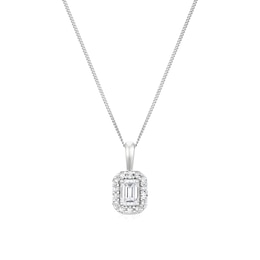 9ct White Gold 0.30ct Lab Grown Diamond Emerald Pendant Necklace