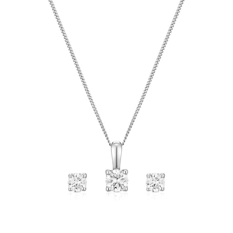Main Image 1 of 9ct White Gold 0.30ct Lab Grown Diamond Earring & Pendant Set