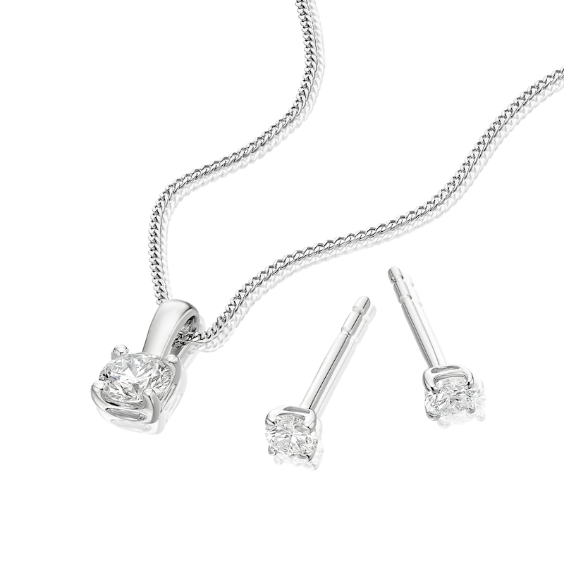 Main Image 2 of 9ct White Gold 0.30ct Lab Grown Diamond Earring & Pendant Set