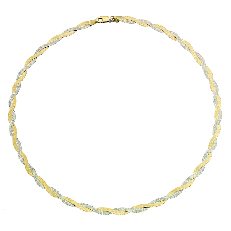 Main Image 1 of Together Silver & 9ct Bonded Gold Herringbone Necklace
