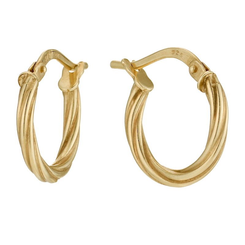 Together Silver & 9ct Bonded Gold 15mm Twist Hoop Earrings | H.Samuel