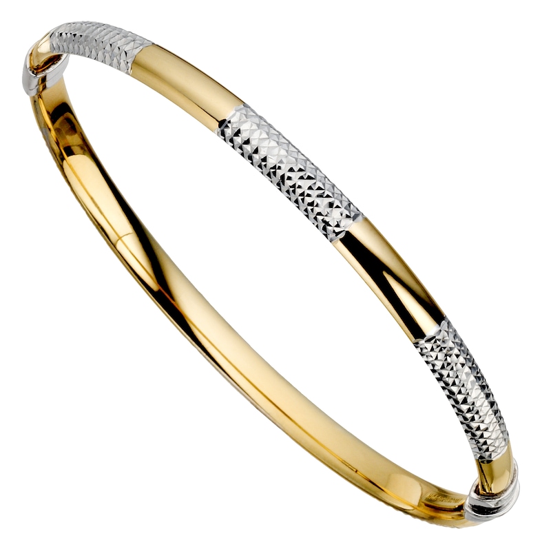 Main Image 1 of Together Silver & Bonded Gold Diamond Cut Bangle