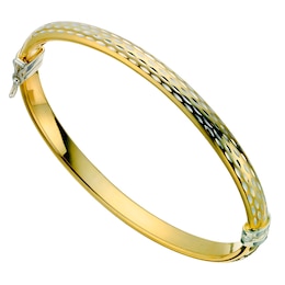 Together Silver & Bonded Gold Diamond Cut Bangle