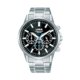 Lorus Men's Exclusive Chronograph Black Dial Stainless Steel Bracelet Watch