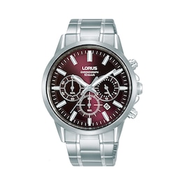 Lorus Men's Exclusive Chronograph Red Ombré Dial Stainless Steel Bracelet Watch