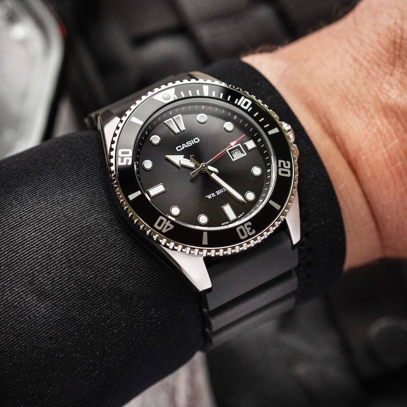 Main Image 4 of Casio Diver Men's Black Dial Black Silicone Strap Watch