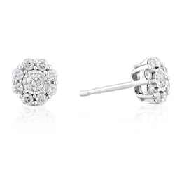 9ct White Gold 0.33ct Diamond Daisy Cluster Stud Earrings