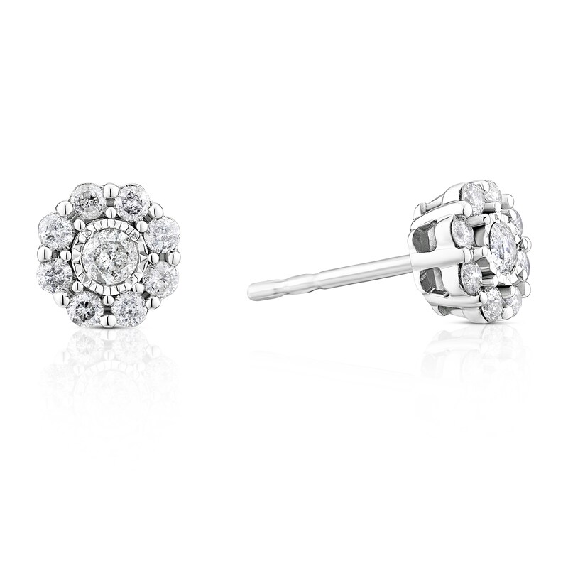 Main Image 1 of 9ct White Gold 0.33ct Diamond Daisy Cluster Stud Earrings