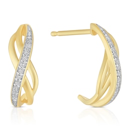 18ct Yellow Gold Cubic Zirconia Twist Half Hoop Earrings