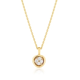 18ct Yellow Gold Cubic Zirconia Pendant 17.5" Necklace