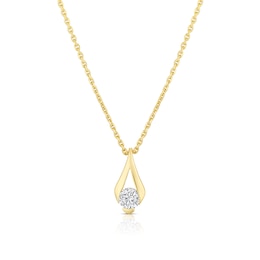 18ct Yellow Gold Cubic Zirconia Drop Pendant 17.5" Necklace