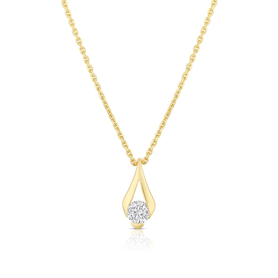 18ct Yellow Gold Cubic Zirconia Drop Pendant 17.5 Necklace