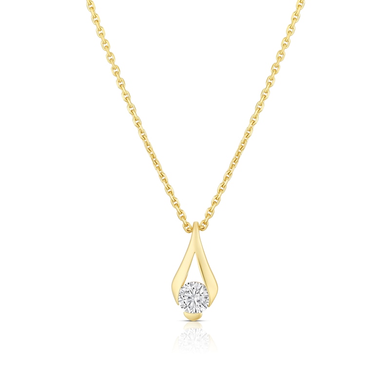 Main Image 1 of 18ct Yellow Gold Cubic Zirconia Drop Pendant 17.5" Necklace