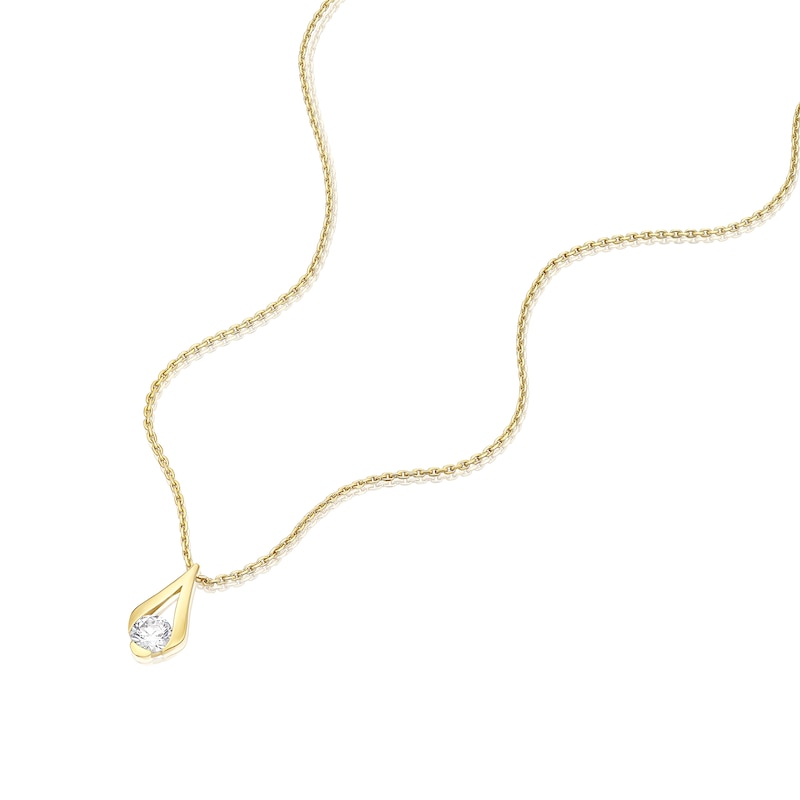 Main Image 2 of 18ct Yellow Gold Cubic Zirconia Drop Pendant 17.5" Necklace