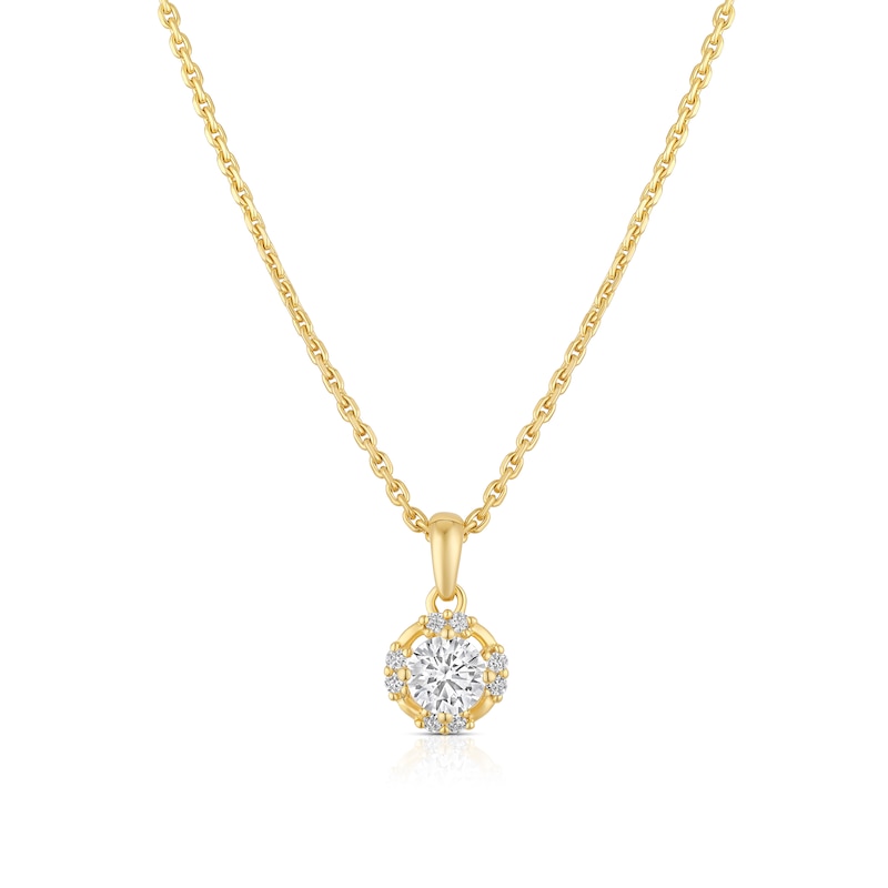 Main Image 1 of 18ct Yellow Gold Round Cubic Zirconia Pendant 17.5" Necklace