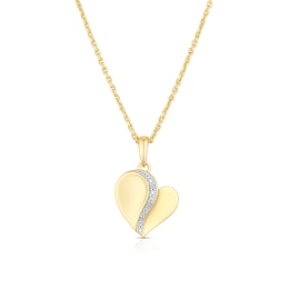 18ct Yellow Gold Heart Cubic Zirconia Pendant 17.5" Necklace