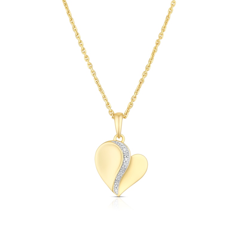 Main Image 1 of 18ct Yellow Gold Heart Cubic Zirconia Pendant 17.5" Necklace