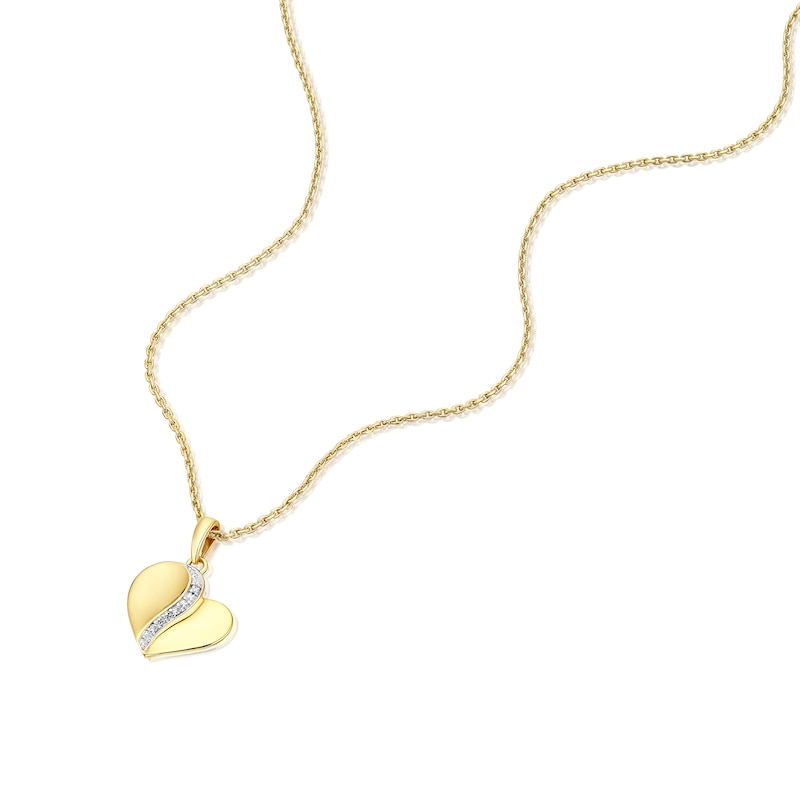 Main Image 2 of 18ct Yellow Gold Heart Cubic Zirconia Pendant 17.5" Necklace
