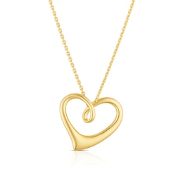 18ct Yellow Gold Open Heart Pendant 17.5" Necklace