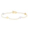 Thumbnail Image 1 of 18ct Yellow & White Gold Clover Cubic Zirconia 7.5" Station Bracelet
