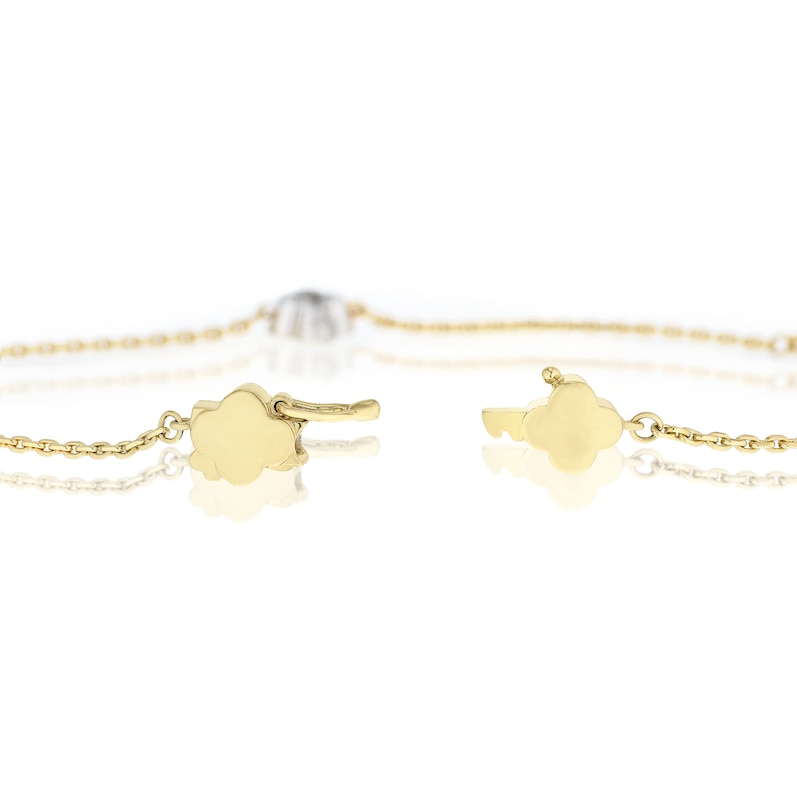 Main Image 3 of 18ct Yellow & White Gold Clover Cubic Zirconia 7.5" Station Bracelet