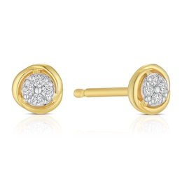 18ct Yellow & White Gold Cubic Zirconia Stud Earrings