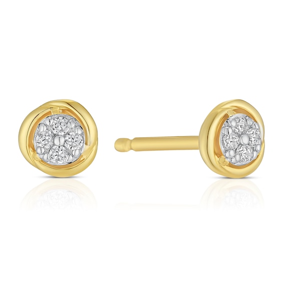 18ct Yellow and White Gold Cubic Zirconia Stud Earrings