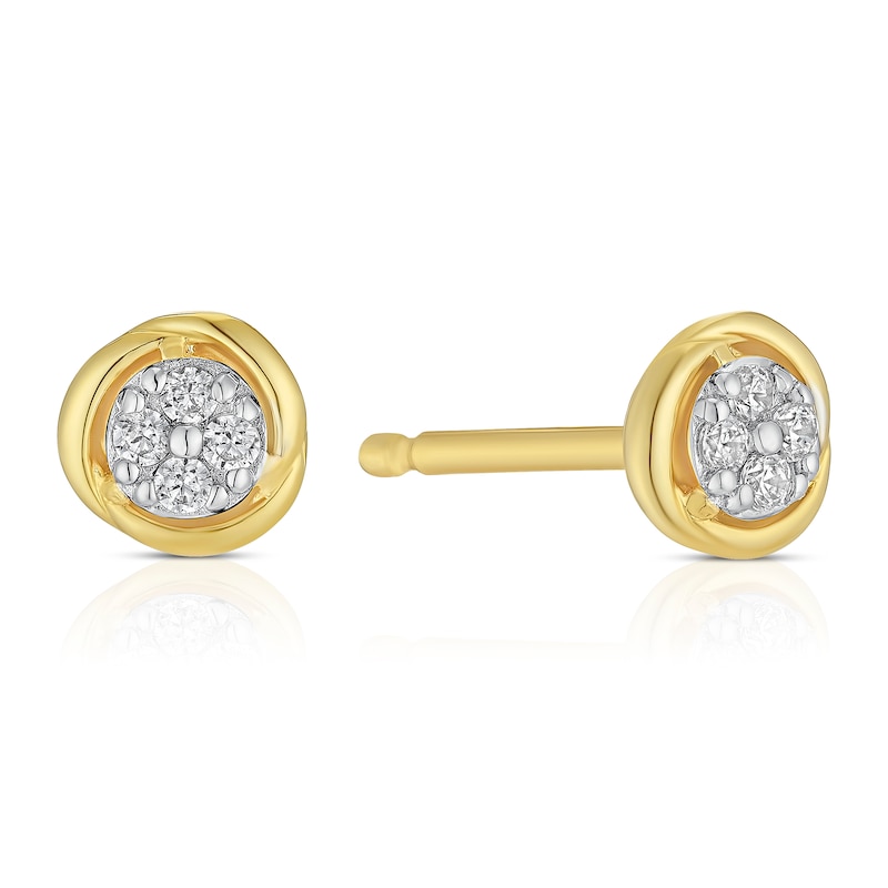 Main Image 1 of 18ct Yellow & White Gold Cubic Zirconia Stud Earrings