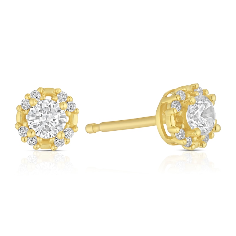 Main Image 1 of 18ct Yellow Gold Round Cubic Zirconia Stud Earrings