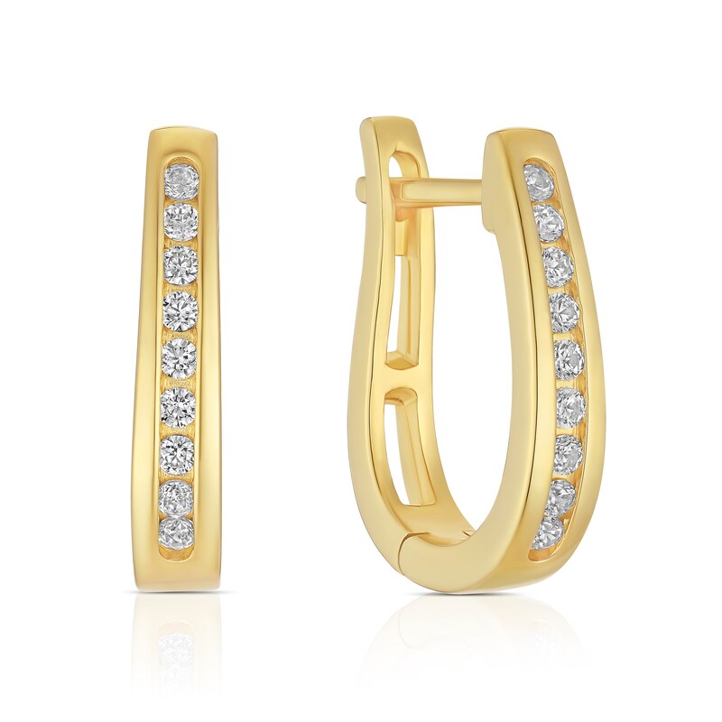Main Image 1 of 18ct Yellow Gold Cubic Zirconia Huggie Hoop Earrings