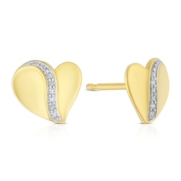 18ct Yellow Gold Heart Cubic Zirconia Stud Earrings