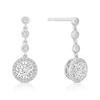 Thumbnail Image 1 of Sterling Silver Platinum Plated Pavé Set CZ Round Halo Drop Earrings