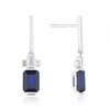 Thumbnail Image 1 of Sterling Silver Platinum Plated Blue Emerald Cut Cubic Zirconia Drop Earrings