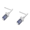 Thumbnail Image 2 of Sterling Silver Platinum Plated Blue Emerald Cut Cubic Zirconia Drop Earrings
