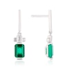 Thumbnail Image 1 of Sterling Silver Platinum Plated Green Emerald Cut Cubic Zirconia Drop Earrings