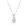 Thumbnail Image 1 of Sterling Silver Platinum Plated Emerald, Round & Princess Cut Cubic Zirconia Pendant 17" Necklace