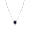 Thumbnail Image 1 of Sterling Silver Platinum Plated Blue Oval Cut Cubic Zirconia Pendant 16+2" Necklace