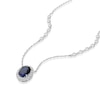 Thumbnail Image 2 of Sterling Silver Platinum Plated Blue Oval Cut Cubic Zirconia Pendant 16+2" Necklace