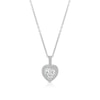 Thumbnail Image 1 of Sterling Silver Platinum Plated Pavé Set CZ Heart Halo Pendant 16+2" Necklace