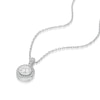 Thumbnail Image 2 of Sterling Silver Platinum Plated Pavé Set CZ Round Halo Pendant 16+2" Necklace