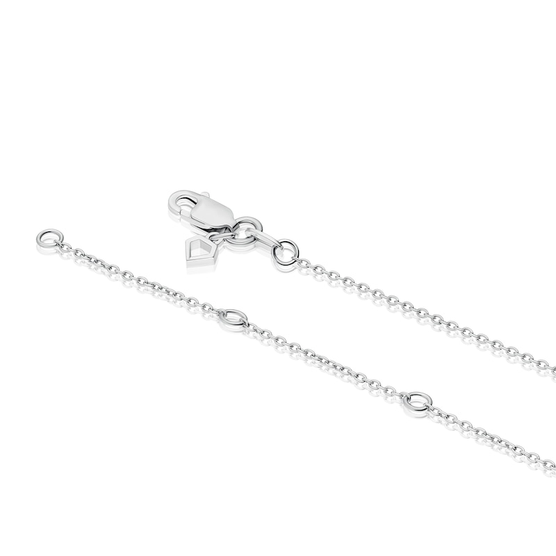 Main Image 3 of Sterling Silver Platinum Plated Pavé Set CZ Round Halo Pendant 16+2" Necklace