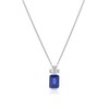 Thumbnail Image 1 of Sterling Silver Platinum Plated Blue Emerald Cut Cubic Zirconia Pendant 16+2" Necklace
